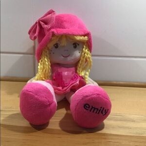 DOLL little doll blond long hair pink dresse traveling doll toy small